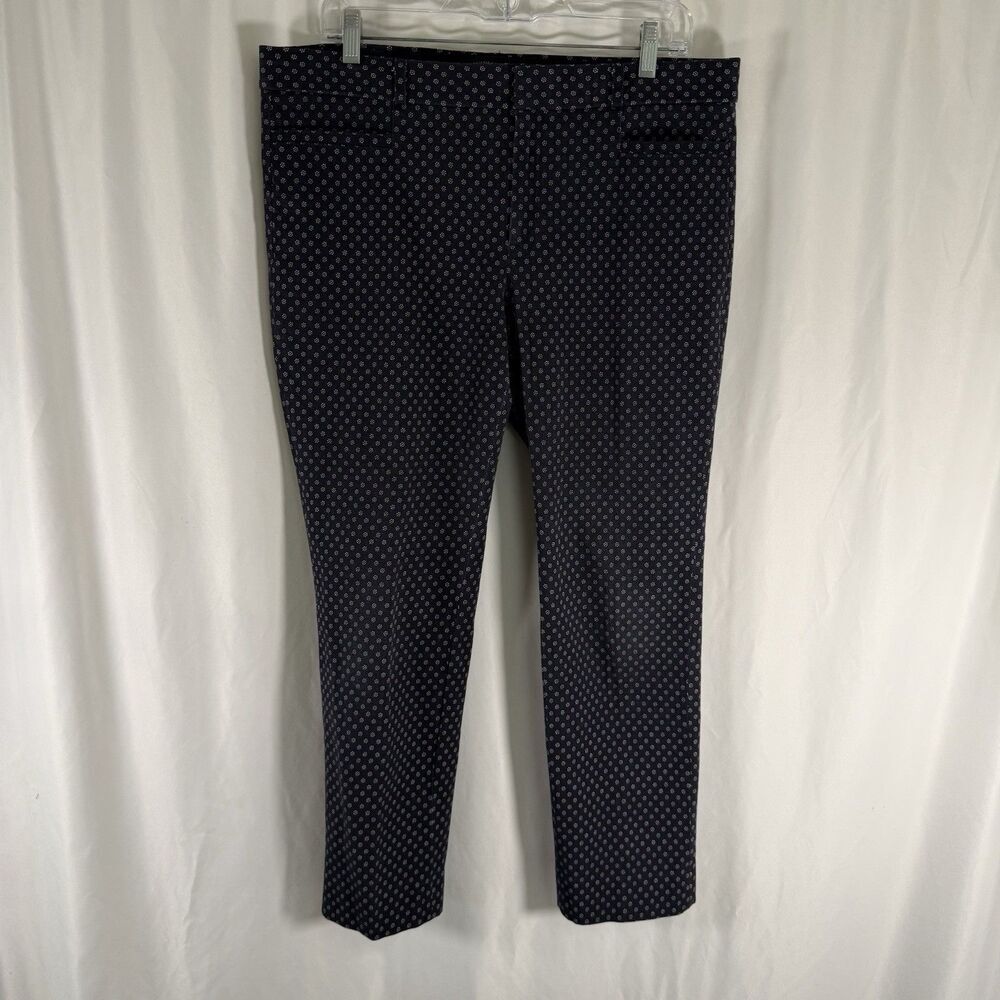 Banana Republic Sloan Dress Pants Women's 12 Blue Floral Cotton Blend Mid Rise